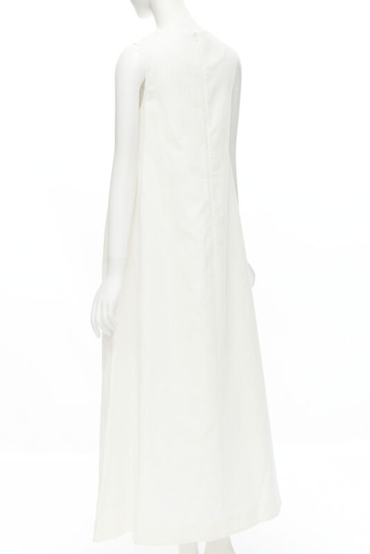 CO Collection white linen cotton sleeveless V-neck A-line flared maxi dress XS
