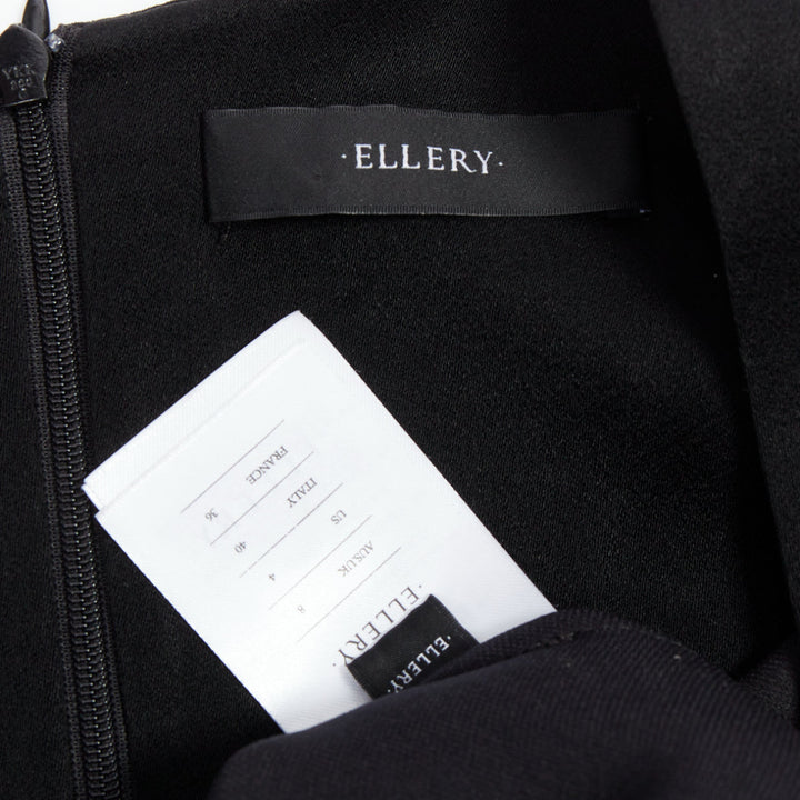 ELLERY black cascade sleeves high low hem V-neck top UK8 S