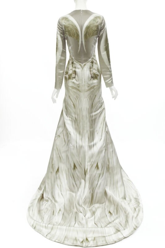 ALEXANDER MCQUEEN 2010 Angels Demons embellished chiffon skirt gown IT40 S