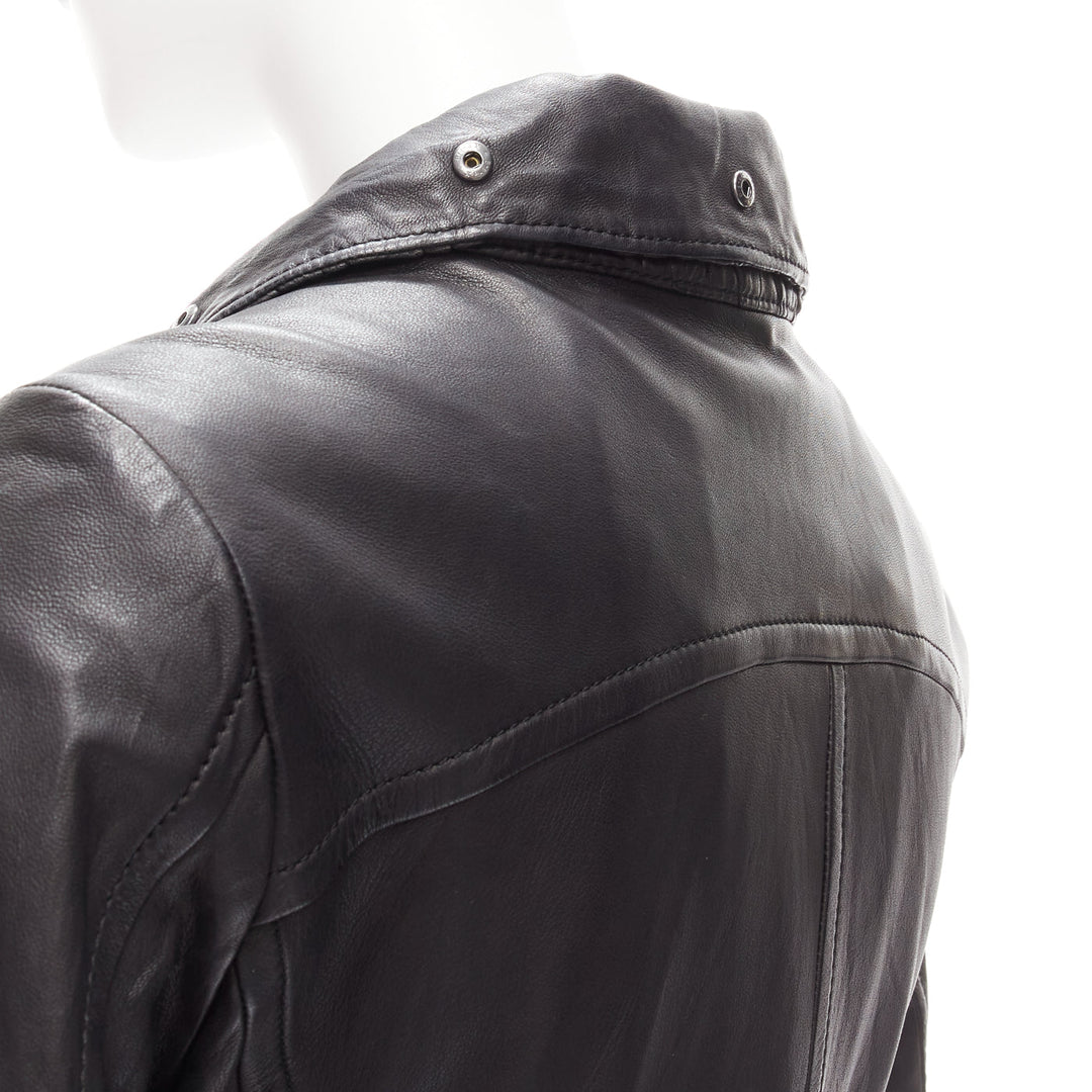 ATSURO TAYAMA black sheepskin leather 2 way collar biker jacket US4 S