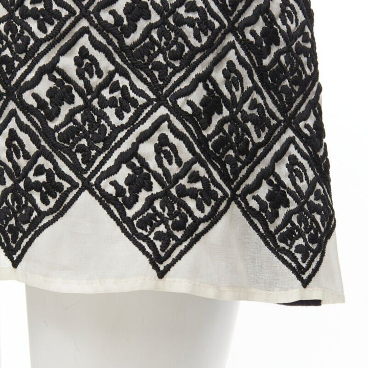 GIAMBATTISTA VALLI geometric jacquard front black cotton t-shirt dress XXS