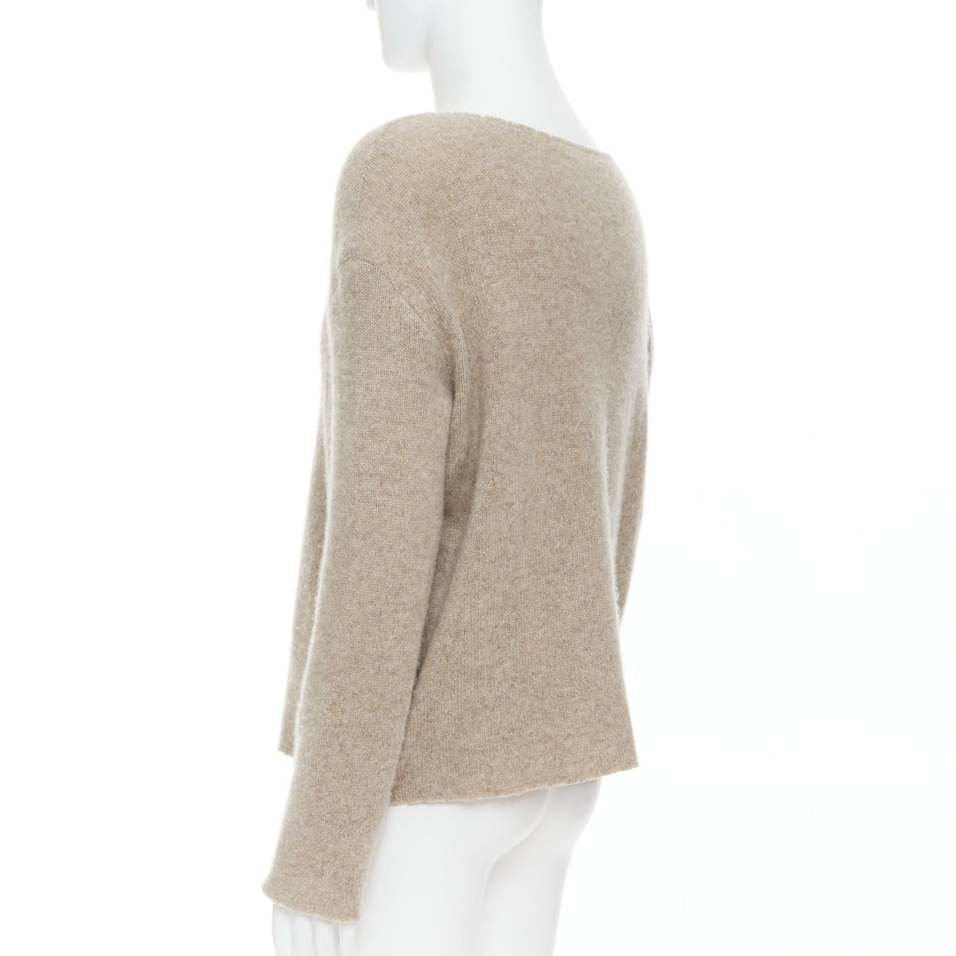 THE ELDER STATESMEN 100% cashmere oatmeal brown loose sweater S