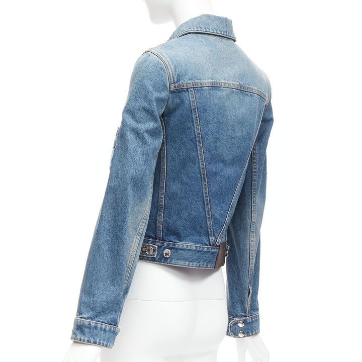 LOUIS VUITTON Yayoi Kusama 2023 Faces leather patch blue denim jacket FR34 XS