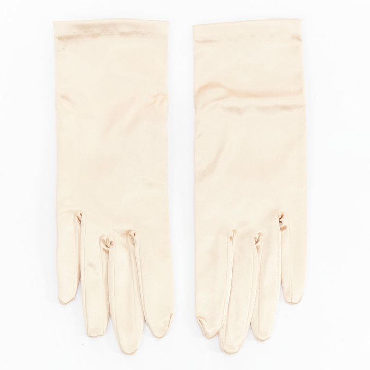 GIORGIO ARMANI champagne gold satin short evening gloves