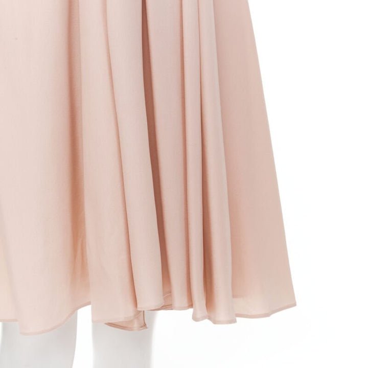 MARNI 100% silk light pink gathered asymmetric draped short sleeve dress IT38 XS