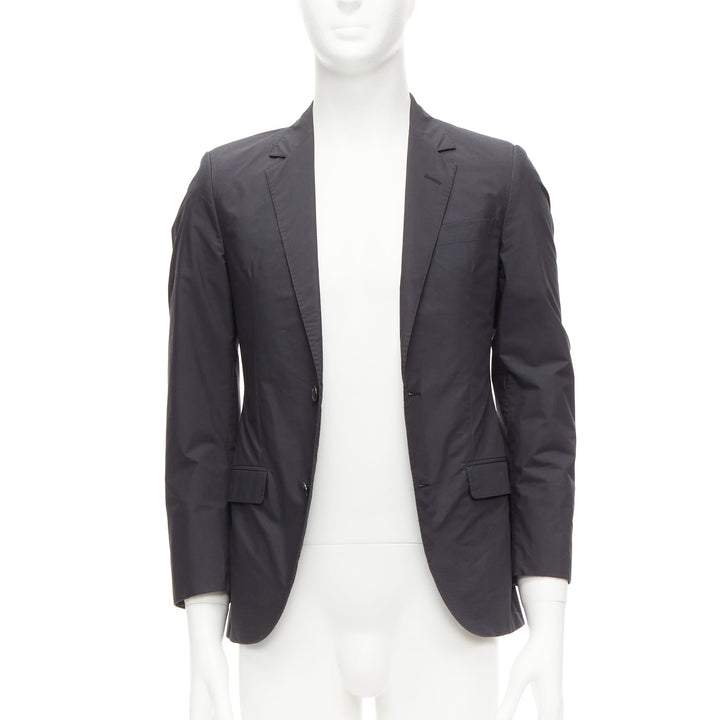 LANVIN dark grey cotton blend nylon minimal single breast suit blazer EU44 XS