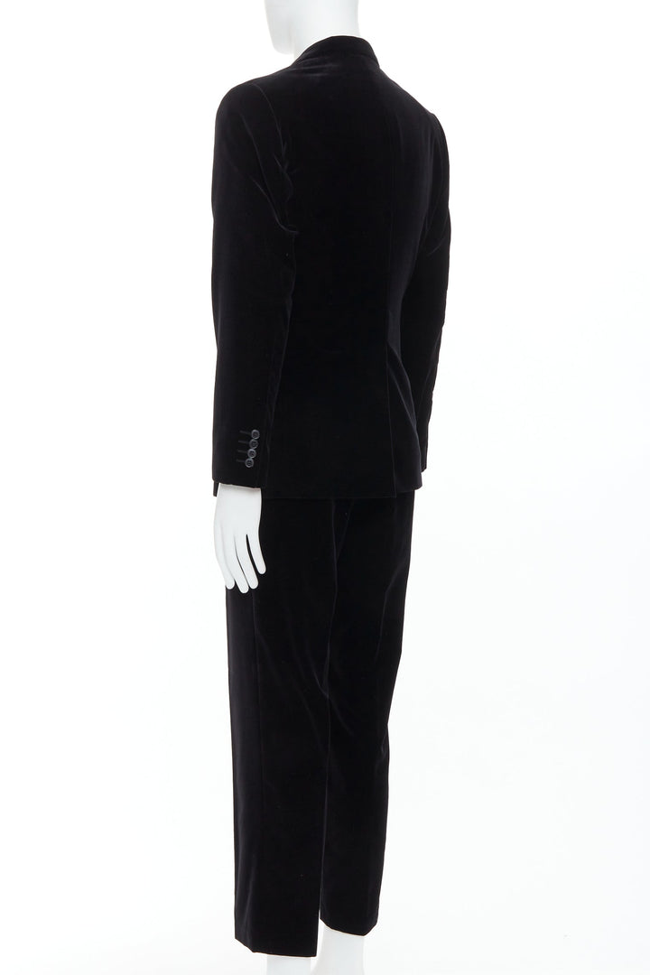 DOLCE GABBANA Martini Fit black cotton velvet blazer jacket pants suit IT48 M