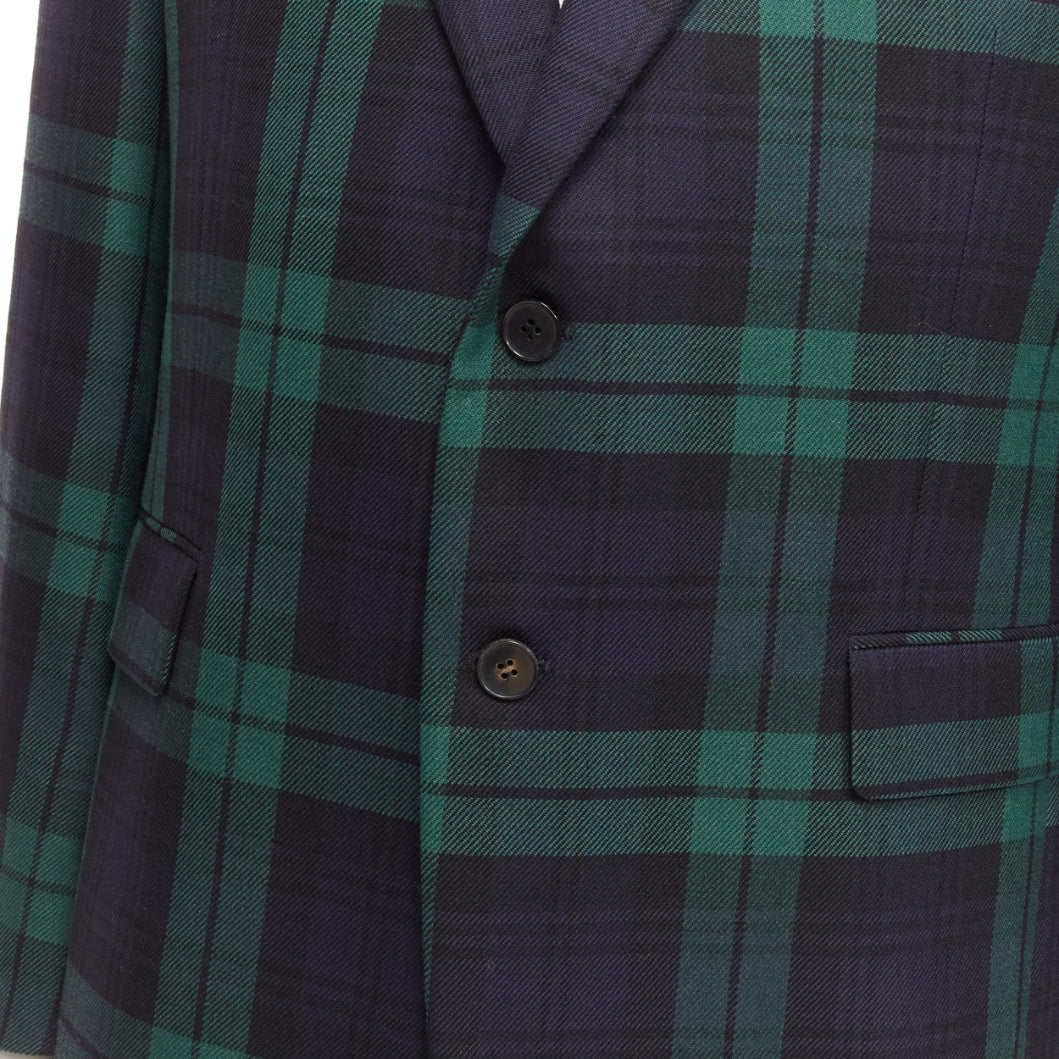 VALENTINO 100% virgin wool green blue check  preppy schoolboy blazer IT50 L