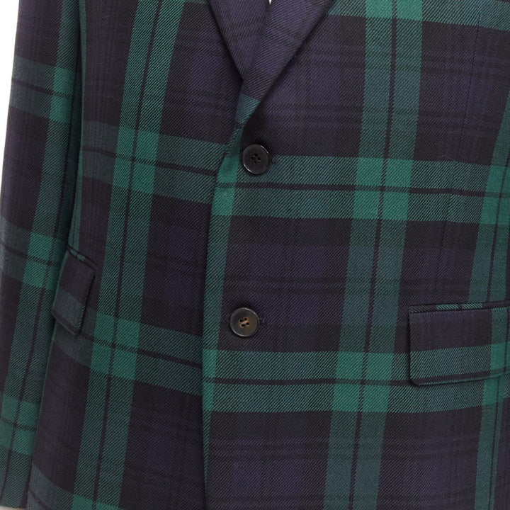 VALENTINO 100% virgin wool green blue check  preppy schoolboy blazer IT50 L