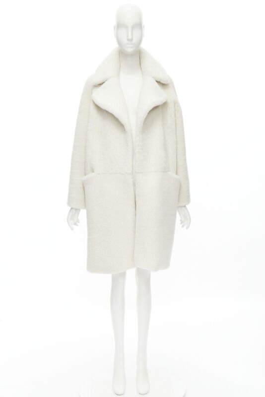 MARTIN GRANT 100% lambskin shearling white oversized Teddy winter coat  FR36 S