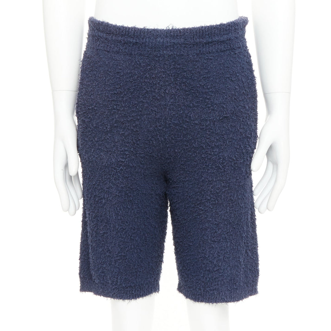MAISON MARGIELA 2015 navy blue cotton boucle pilled towelling Bermuda shorts M