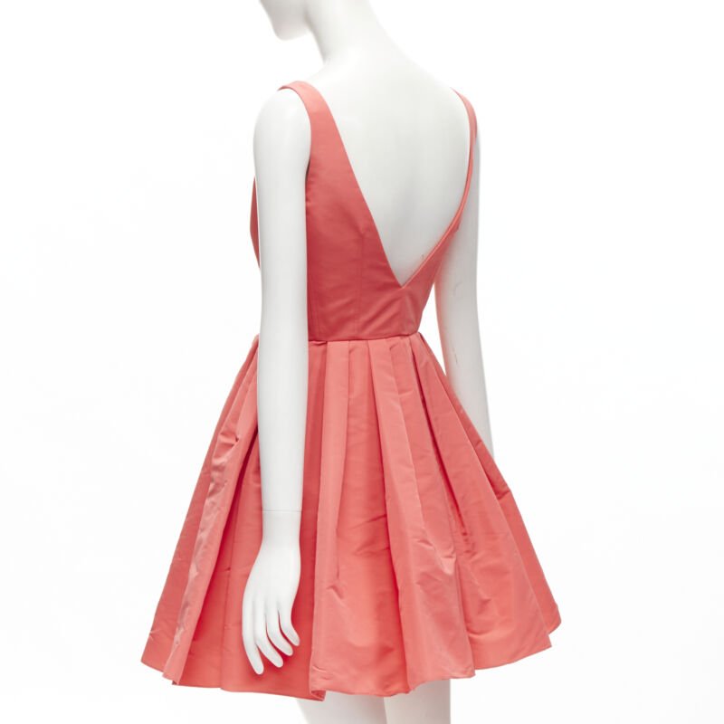 ALEXANDER MCQUEEN 2021 pink taffeta zip front fit flared dress IT38 S