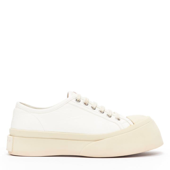 MARNI Pablo white leather chunky wide toe lace up low top sneakers EU36