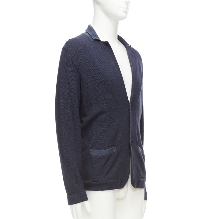 LORO PIANA navy silk cashmere buttoned drop sleeves knit cardigan IT48 M