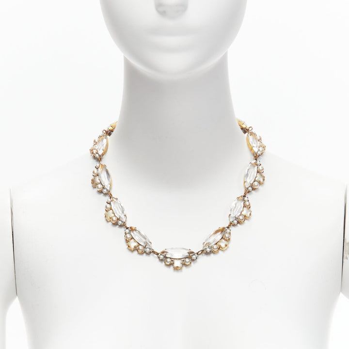 rare MEADHAM KIRCHHOFF Lilien Czech Runway crystal pearl studs necklace