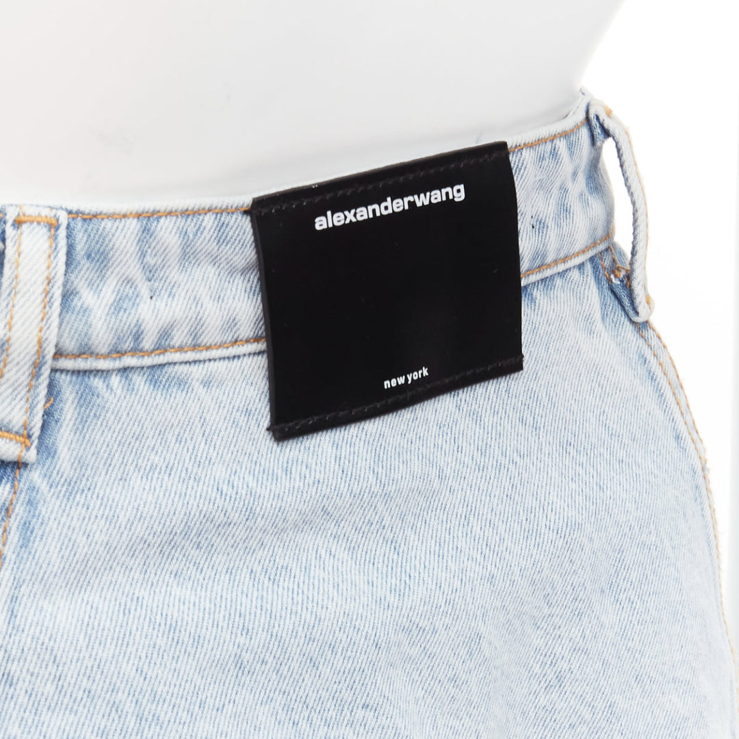 ALEXANDER WANG black washed cotton layered skort high waist cutaway shorts 26"
