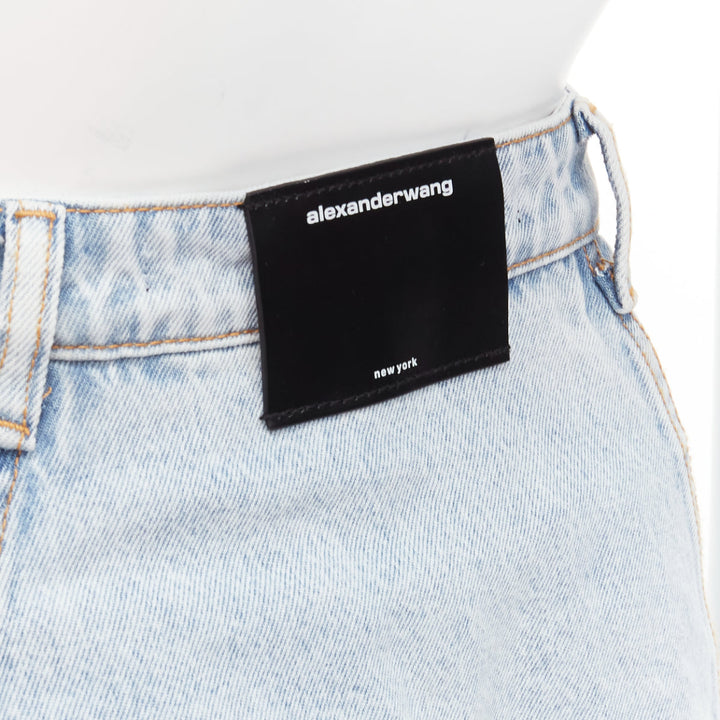 ALEXANDER WANG black washed cotton layered skort high waist cutaway shorts 26"