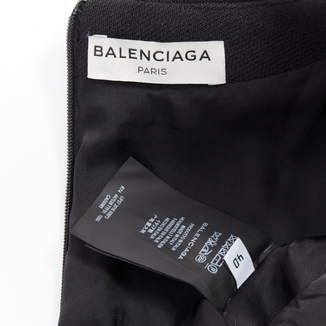 BALENCIAGA Demna 2016 black padded structural midi dress FR40 L