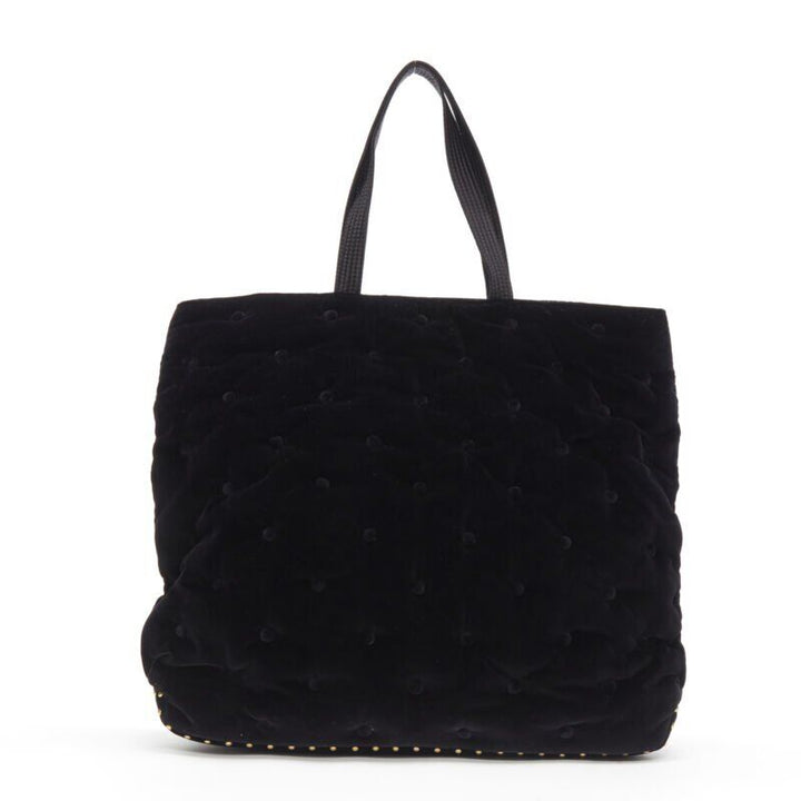 VERSACE Runway Pillow Talk black velvet quilted foldover clutch tote bag