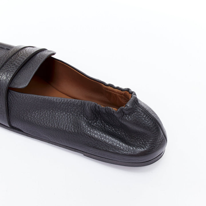 MARSELL Spatolona black square toe elastic back flat loafers EU38