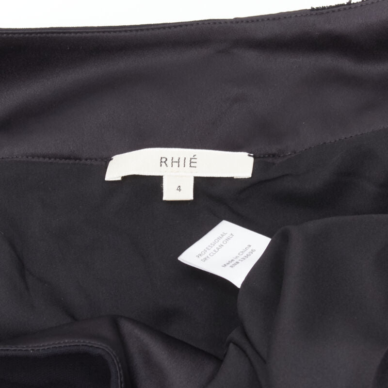 RHIE black velvet spiral trim flared midi skirt US4 S