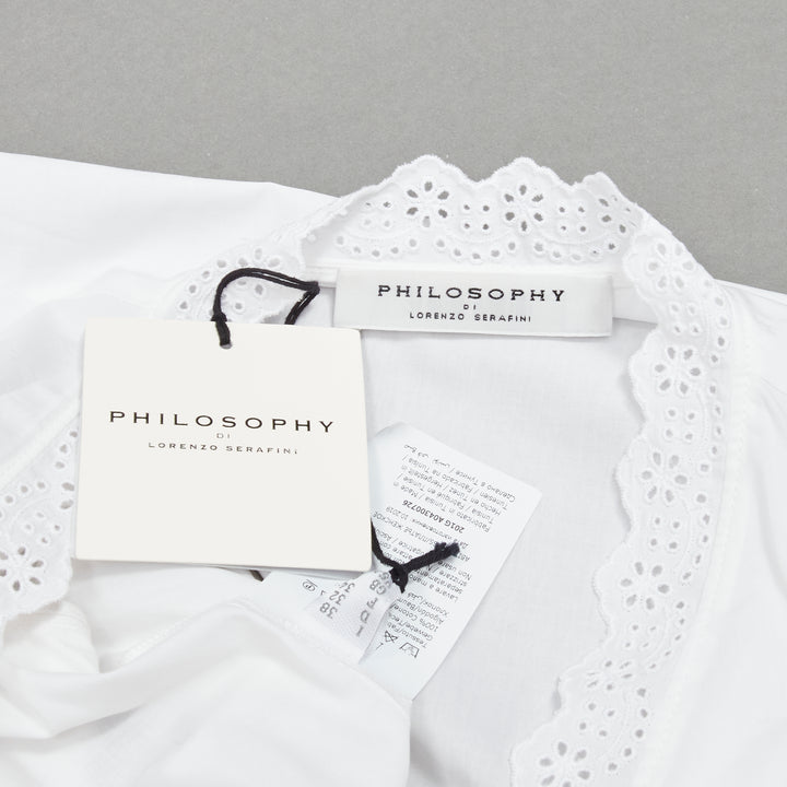 PHILOSOPHY 2019 white butterfly ruffle sleeve lace eyelet tier dress IT38 XS