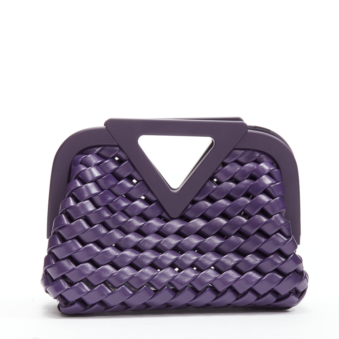 BOTTEGA VENETA Point purple Intrecciato woven triangle handle crossbody bag