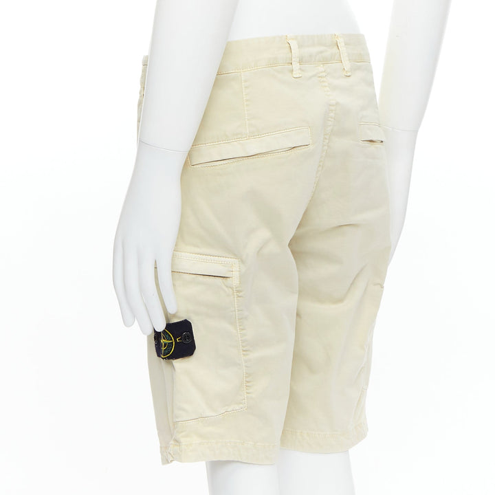 STONE ISLAND 2020 stone washed cotton blend logo patch shorts 30"