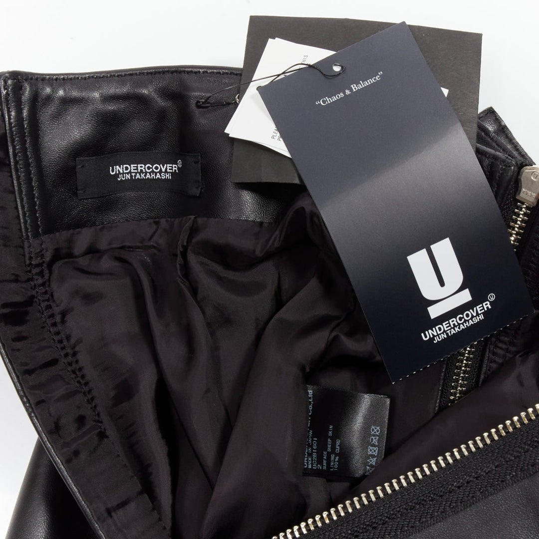 UNDERCOVER black sheep leather silver zip motorcycle biker skirt JP2 M