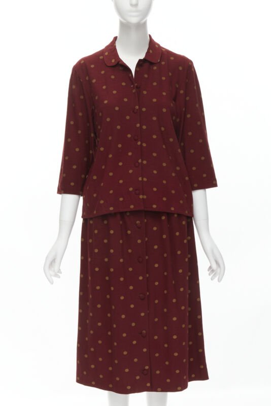 COMME DSE GARCONS 1980's Vintage red polka babydoll skirt down set S