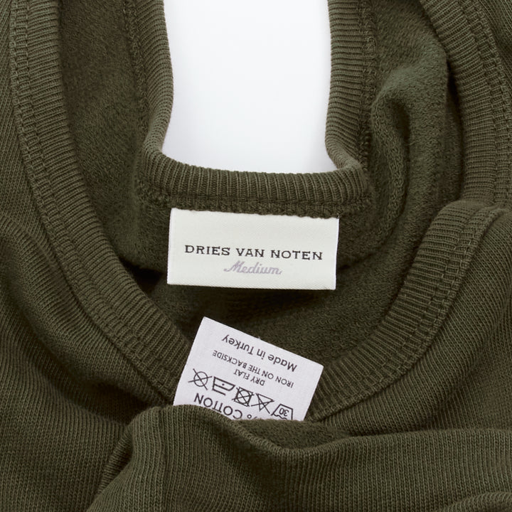 DRIES VAN NOTEN brown cotton silver zip detail sweater top M