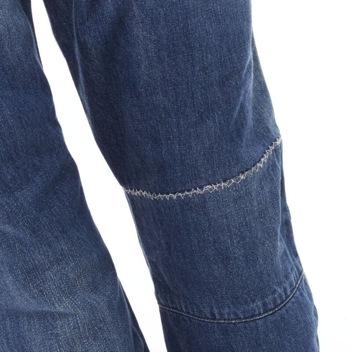 MAISON MARGEILA 2016 washed blue denim deconstructed patchwork cropped jeans 30"