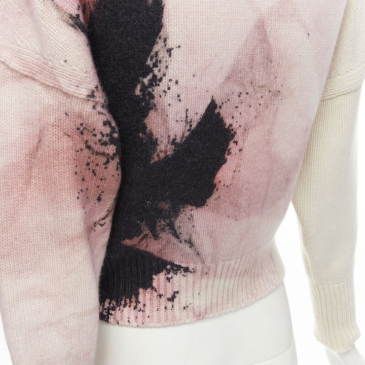 ALEXANDER MCQUEEN 2021 Anemone wool cashmere floral print cropped sweater XXS