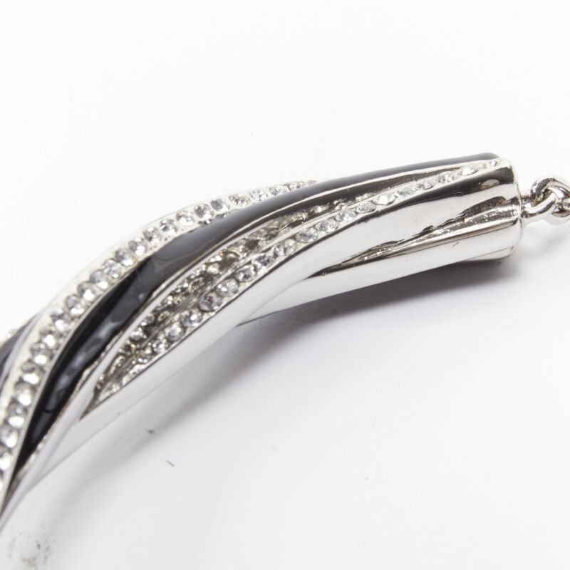 rare SAINT LAURENT Hedi Slimane crystal black twist YSL charm choker necklace