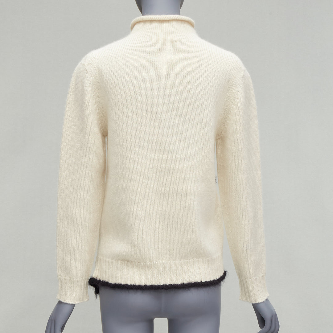OLD CELINE PHOEBE PHILO cream cashmere mohair cutout turtleneck sweater M