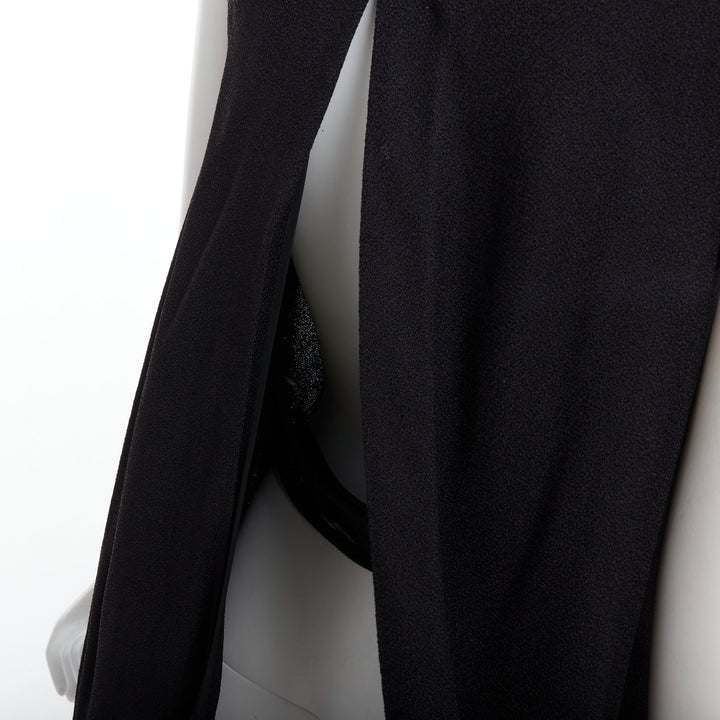 VICTORIA BECKHAM black drape backless inserted belt crew neck top