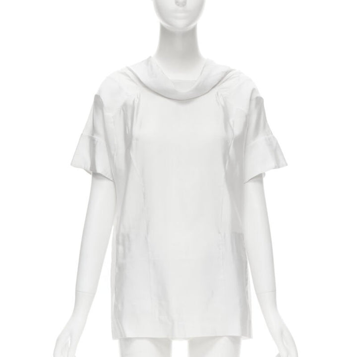 MARNI white viscose cowl neck curved seam slit pocket top IT38 XS
