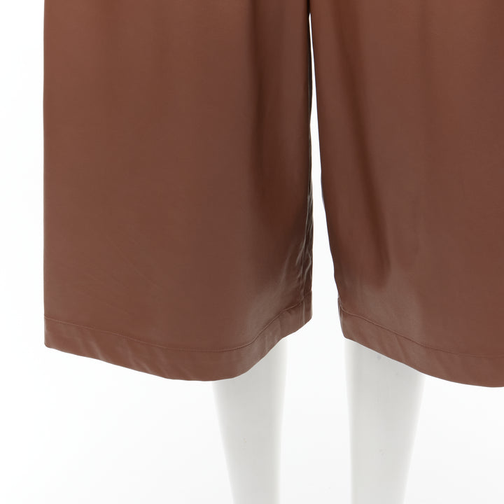TIBI brown faux leather boxy fit shirt culotte wide shorts S