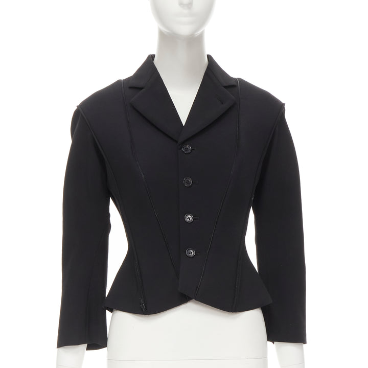 rare JUNYA WATANABE 1999 Runway black neoprene transformable blazer jacket S
