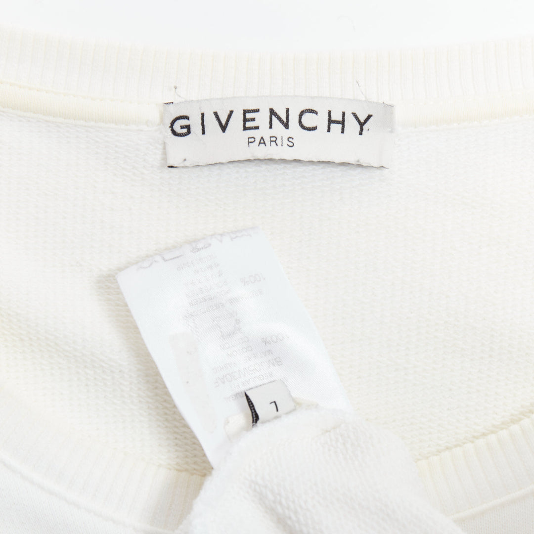 GIVENCHY cream cotton tufted gradient logo sleeve pullover L
