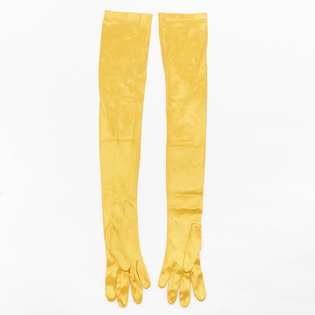 CORNELIA JAMES gold satin long opera evening gloves