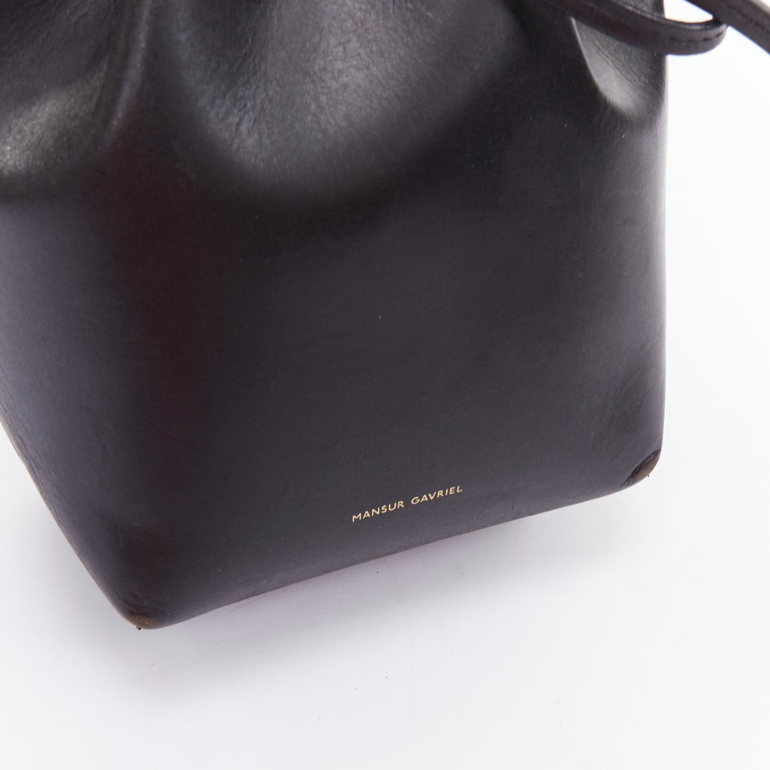 MANSUR GAVRIEL 2015 black smooth leather gold studs mini bucket bag