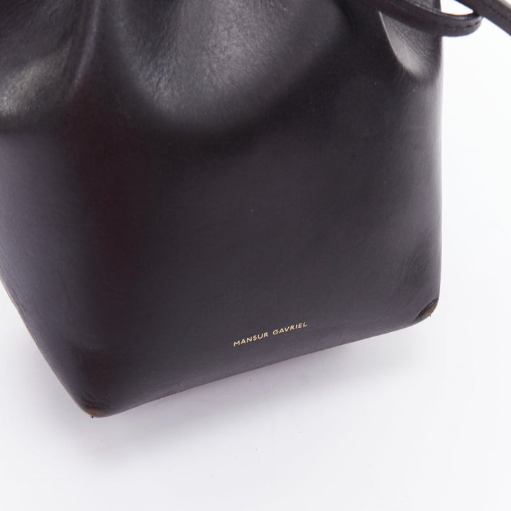 MANSUR GAVRIEL 2015 black smooth leather gold studs mini bucket bag