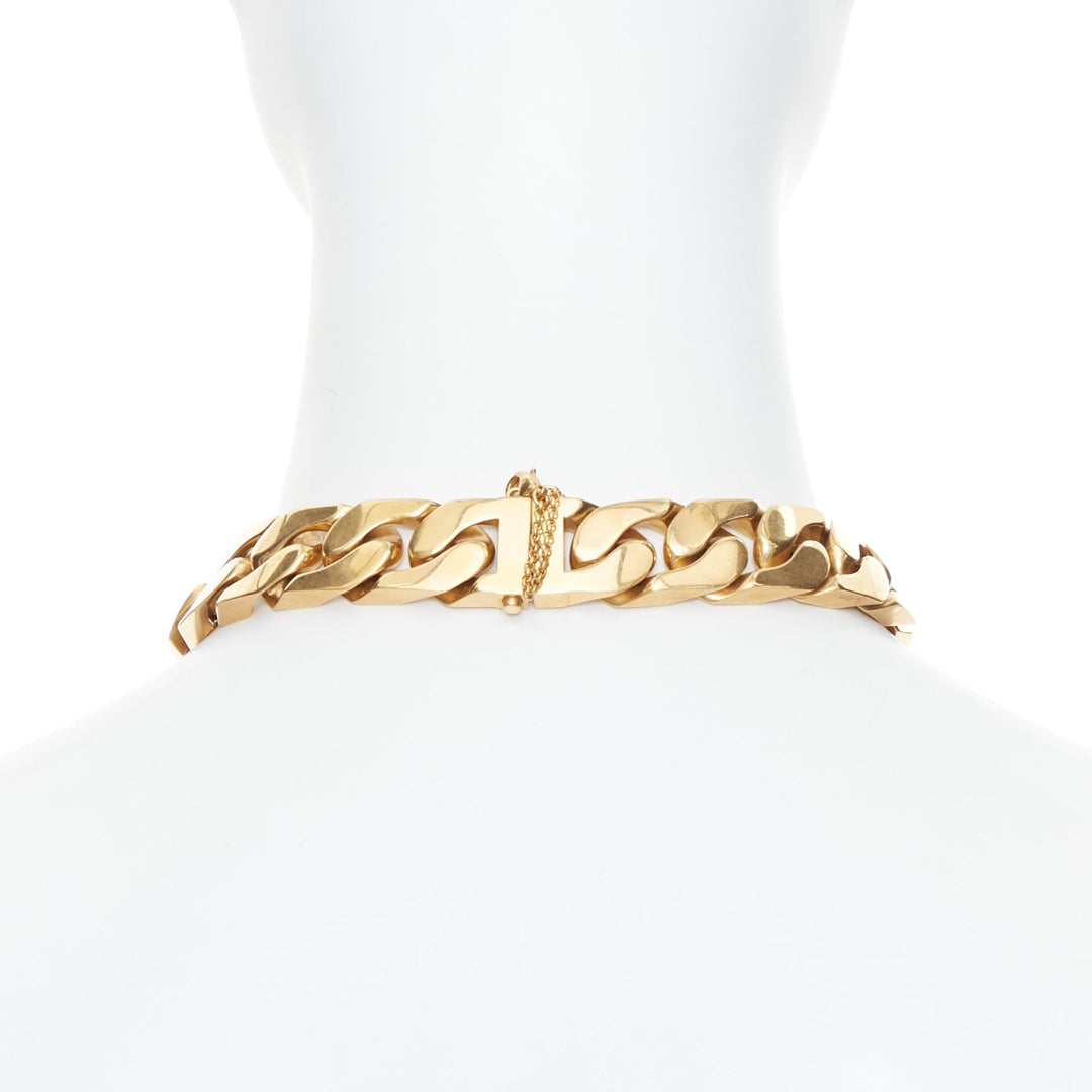 rare OLD CELINE Phoebe Philo gold tone ID plate chunky choker necklace