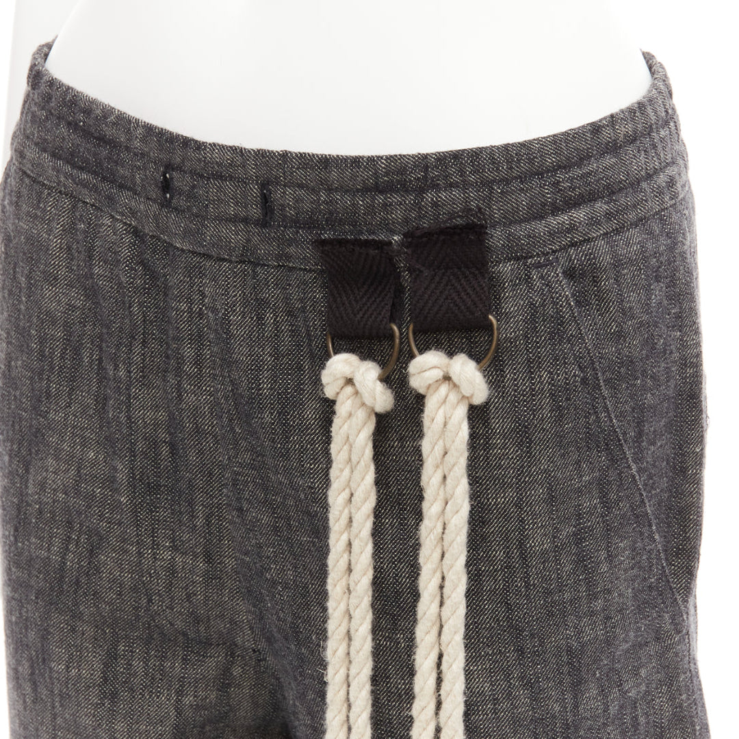 SONG FOR THE MUTE 2018 Wander cream rope detail grey wide leg pants FR34 XS