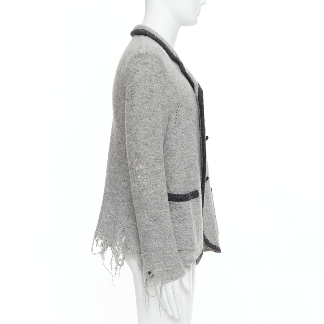 MIHARA YASUHIRO grey wool distressed grunge nautical blazer jacket L