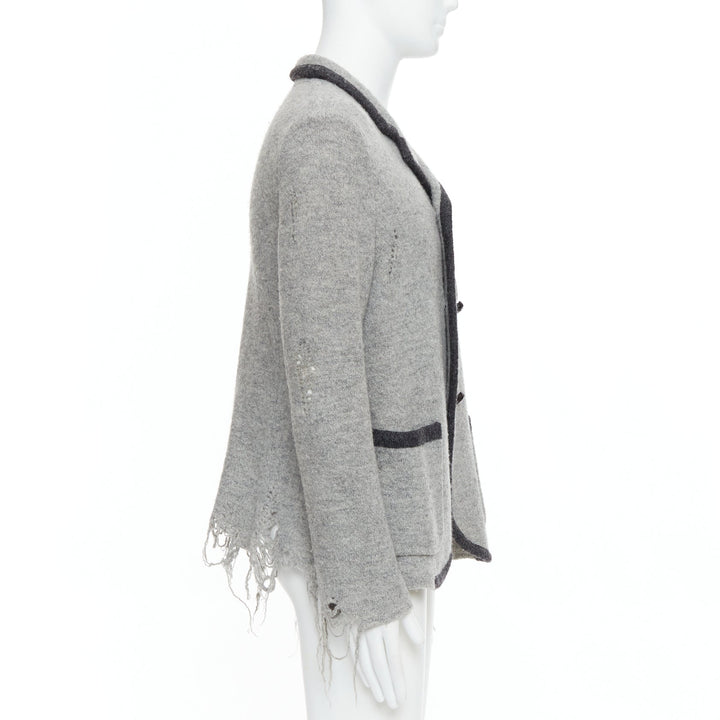 MIHARA YASUHIRO grey wool distressed grunge nautical blazer jacket L