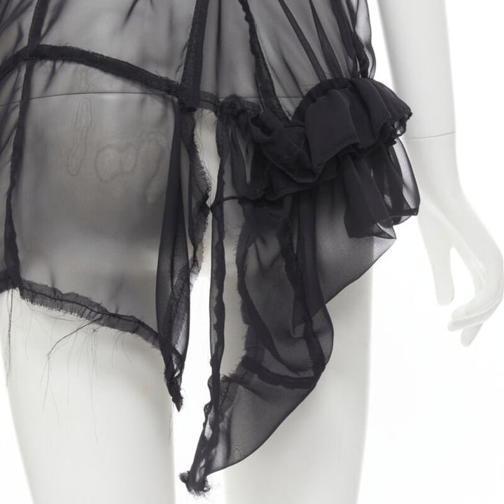 COMME DES GARCONS 2009 black sheer velvet patchwork bumps raw sleeveless vest M