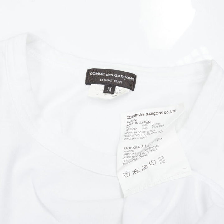 COMME DES GARCONS HOMME PLUS 2015 white deconstructed fishnet hem tshirt M