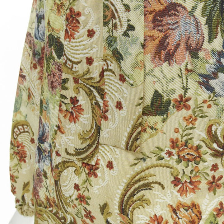 DOLCE GABBANA 100% silk tapestry floral print tie neck blouse top shirt IT36 XS